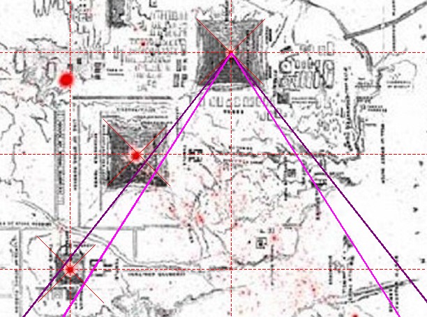 Quadraturwinkel in der Karte des Gizeh-Komplexes von John Perring