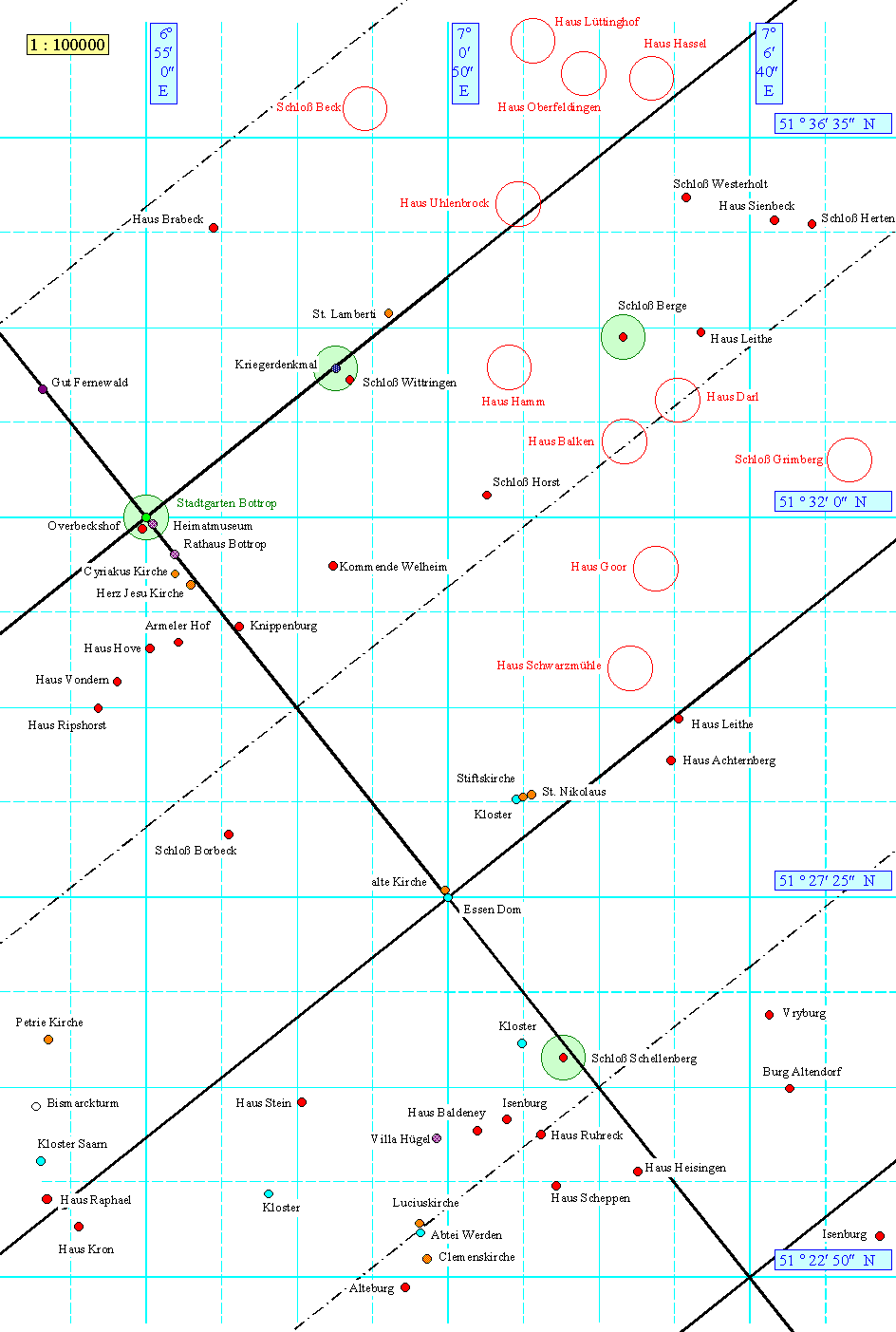  Karte 1 - Abstandsteilung 1 - 1/2 Teilung 
