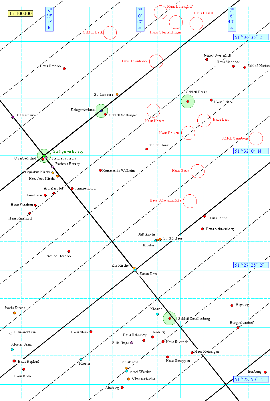  Karte 1 - Abstandsteilung 1 - 1/4 Teilung 