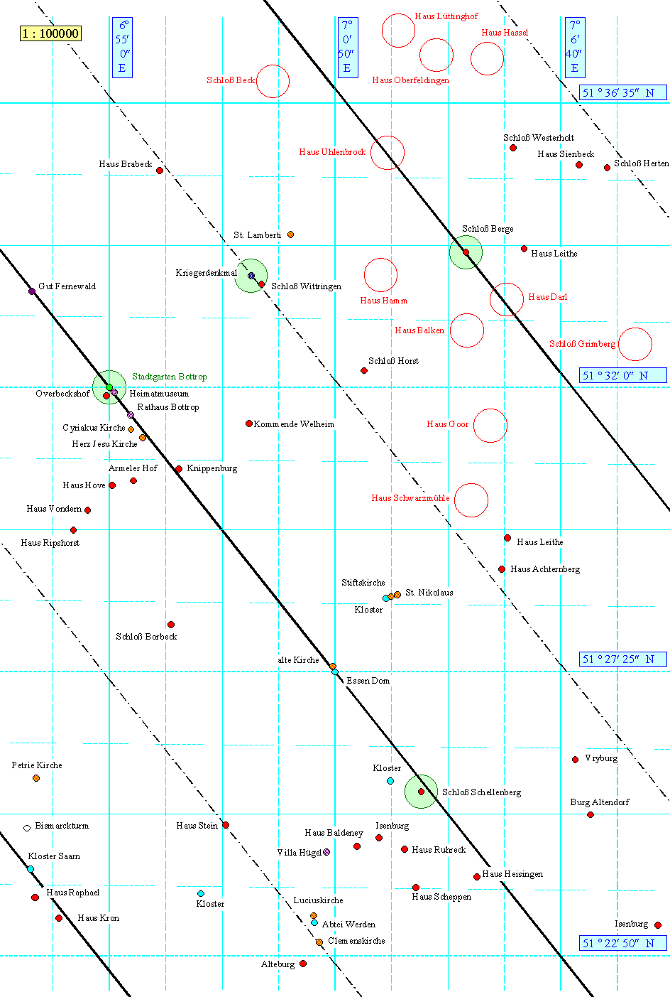  Karte 1 - Abstandsteilung 2 - 1/2 Teilung 