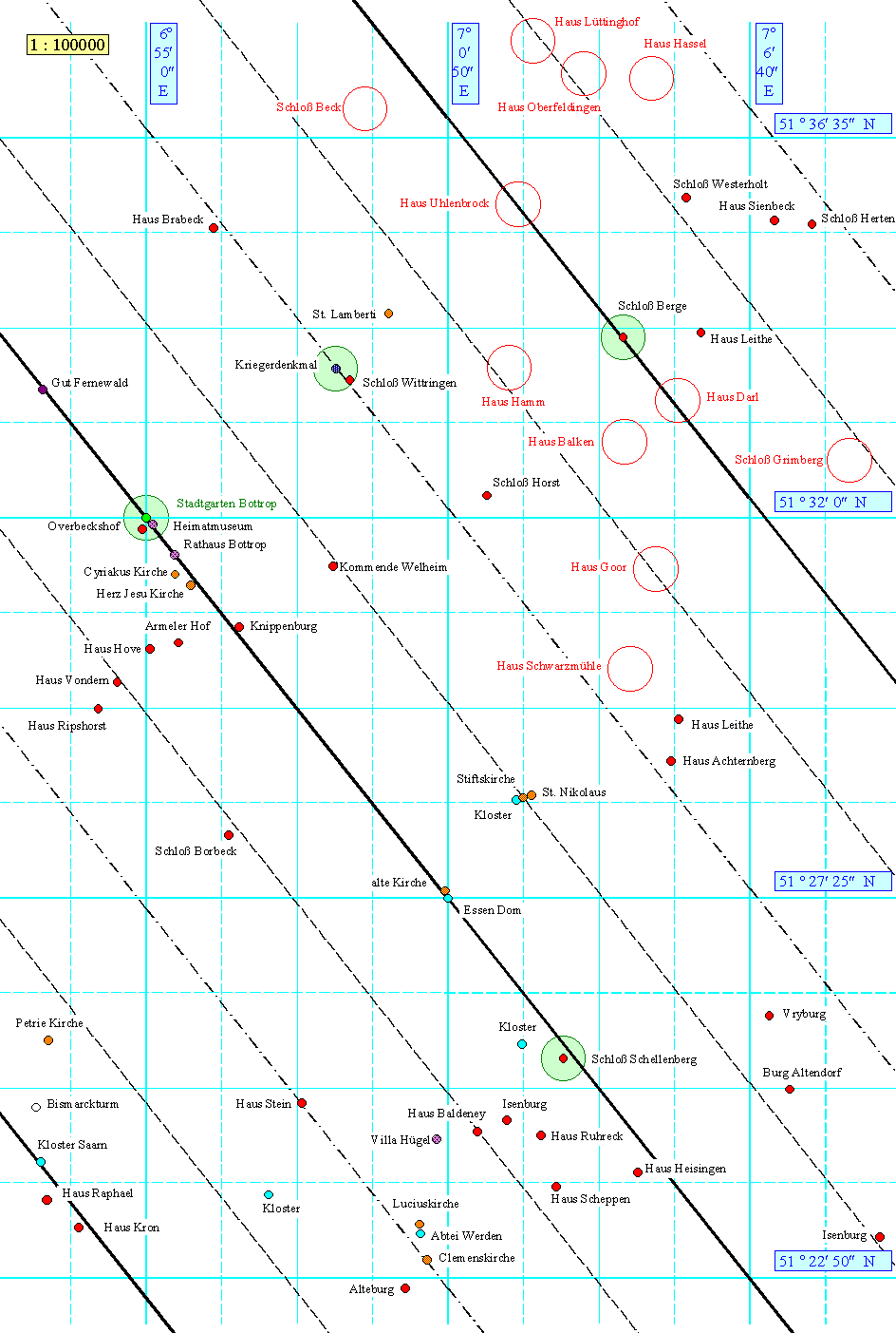  Karte 1 - Abstandsteilung 2 - 1/4 Teilung 