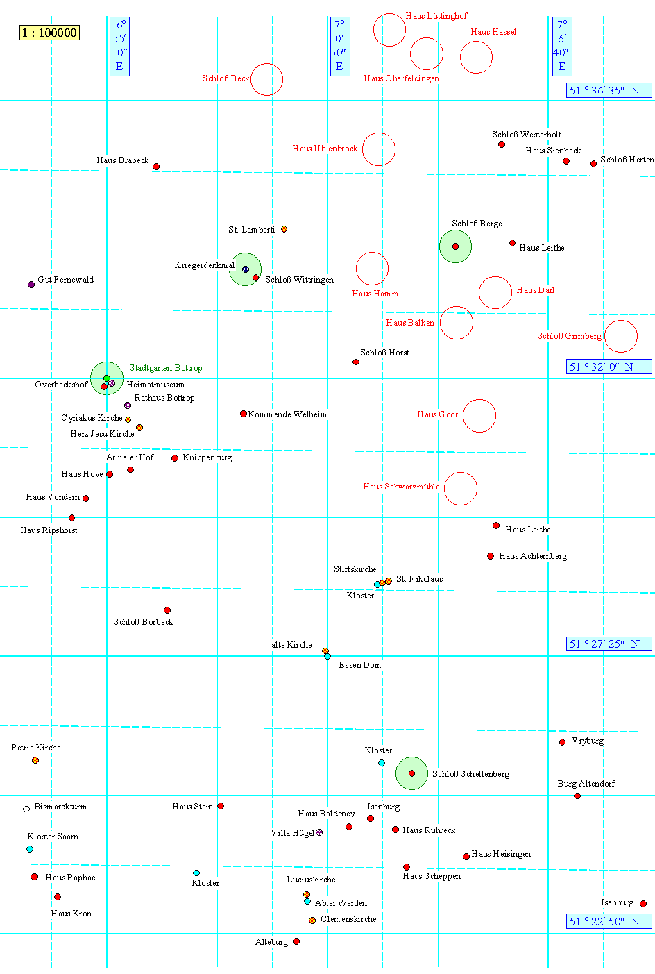  Karte 1 - Geographisches Gitter 