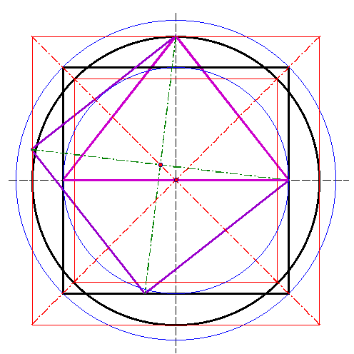  Konstruktion der Diagonalen im Grundquadrat 
