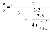 Kettenbruchdarstellung von Pi/2 nach Leonhard Euler
